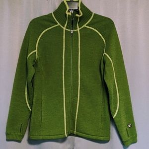 KÜHL 100% Merino Wool Front Zip Sweater Jacket XS Women's Green